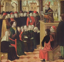 The Preaching of St. Ambroise (tempera på panel)